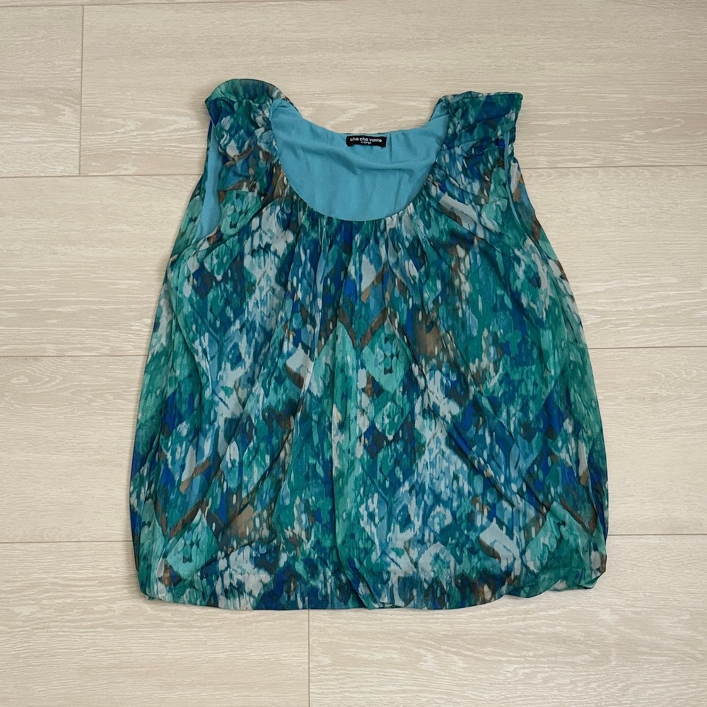 ✨ Cha Cha Vente Blue Patterned Blouse